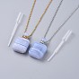 Natural Gemstone Perfume Bottle Pendant Necklaces, with Brass Cable Chains, Lobster Claw Clasps and Plastic Dropper
