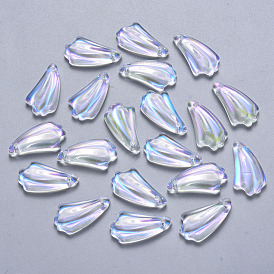 Transparent Spray Painted Glass Pendants, AB Color Plated, Leaf