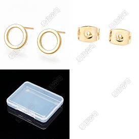 20Pcs Brass Ring Stud Earrings for Women with 20Pcs Friction Ear Nuts