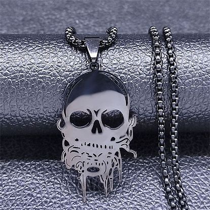 304 Stainless Steel Pendant Necklace, Skull