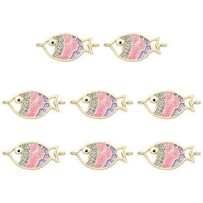 10шт. сплава эмалированных соединительных элементов для рыб, с кристально горный хрусталь, золотые