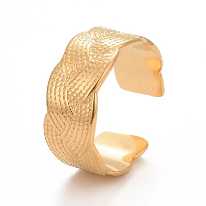 Ion Plating(IP)304 Stainless Steel Textured Open Cuff Ring for Women