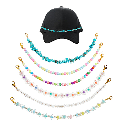 16шт. 8 стили акрил и стекло и синтетическая бирюзовая бейсболка цепочка, Сплав с застежками когтя омара