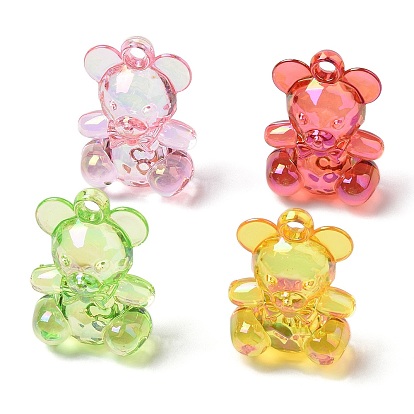 Гальваническое прозрачное уф-покрытие акриловые подвески, радужный, мишка с подвесками-бантиками