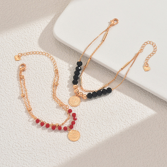 Старинные многорядные браслеты из сплава, браслеты с подвесками в виде монет для женщин, с пластиковым