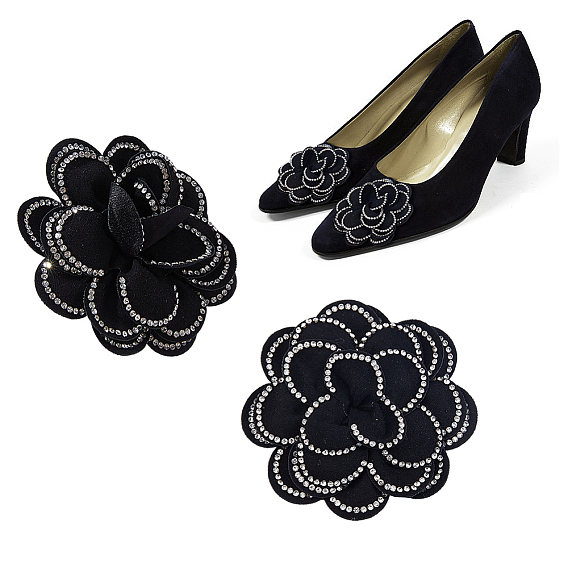 2 шт. пряжек для обуви из полиэстера с цветочным рисунком, с зажимами из сплава