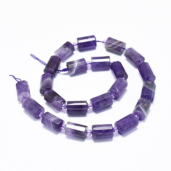 Natural Amethyst Beads Strands, Faceted, Column