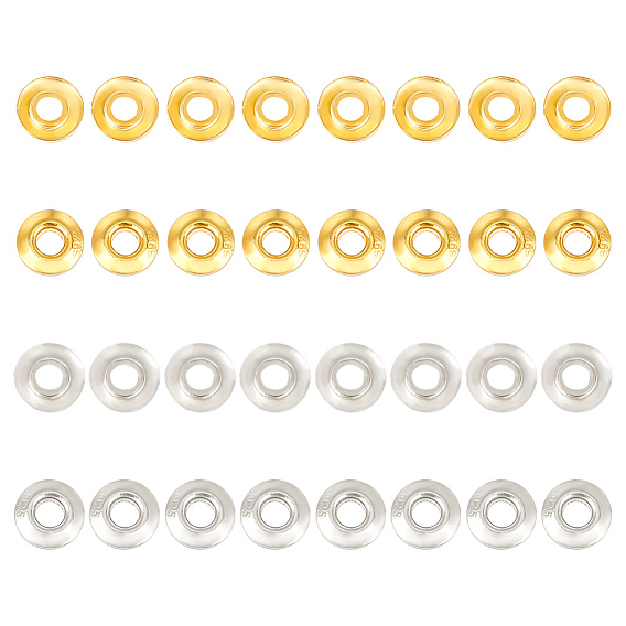 16 пары 2 цвета 925 разделительные бусины из стерлингового серебра, плоско-круглые, с печатью s925