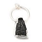 Natural Black Tourmaline Pendants, Nuggets Charms with Rack Plating Brass Findings, Cadmium Free & Lead Free