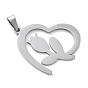 304 подвески из нержавеющей стали, лазерная резка, сердце с цветочным шармом, анти-тускнение