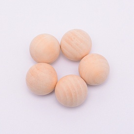 Unfinished Wood Beads, undyed, No Hole, Round