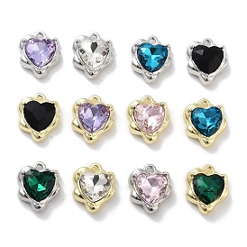 Rack Plating Alloy Rhinestone Charms, Lead Free & Cadmium Free & Nickel Free, Heart