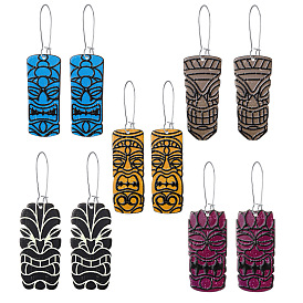 Bohemian Style Acrylic Long Earrings with Exaggerated African Tribal Pharaoh Ear Studs