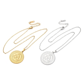 Плоские круглые с узлом Троицы 304 ожерелья с подвесками из нержавеющей стали, ионное покрытие (ip)