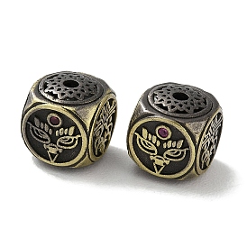 Tibetan Style Brass Micro Pave Cubic Zirconia Beads, Cadmium Free & Lead Free, Cube