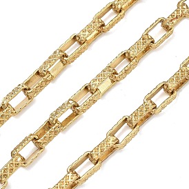 304 Цепочки из нержавеющей стали с текстурированными прямоугольными звеньями, ионное покрытие (ip), несварные, с катушкой