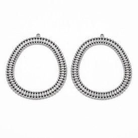 Steel Pendants, Cadmium Free & Nickel Free & Lead Free, Oval Ring