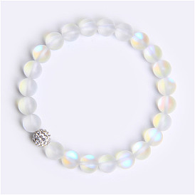 Bracelet Multicolor Moonstone Crystal Bracelet Women's Shambhala Ball Gemstone Beads Beading