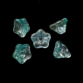 Прозрачные стеклянные бусины, петуния, с золотой порошок