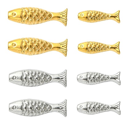 16 шт 4 стили 304 бусины из нержавеющей стали, рыба
