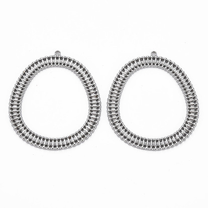 Steel Pendants, Cadmium Free & Nickel Free & Lead Free, Oval Ring