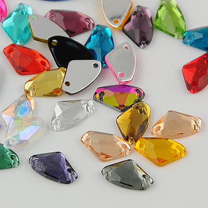 Шить на горный хрусталь, Тайвань акриловые горный хрусталь, два отверстия, аксессуары для одежды, граненый треугольник