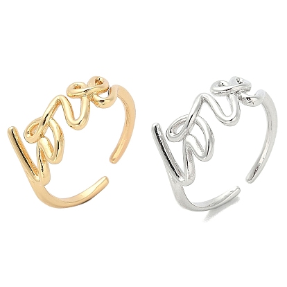 Anillo abierto de latón con palabra Love para mujer