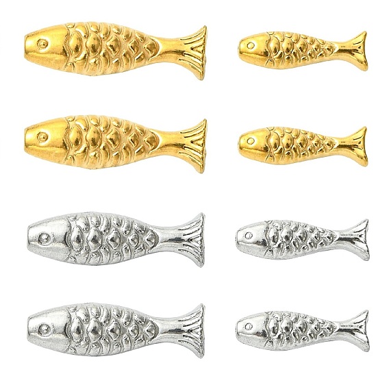 16 шт 4 стили 304 бусины из нержавеющей стали, рыба