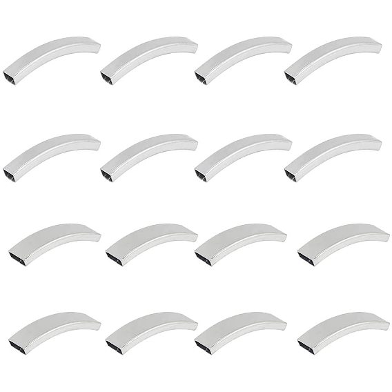 201 Stainless Steel Slide Charms, Polished, Rectangle