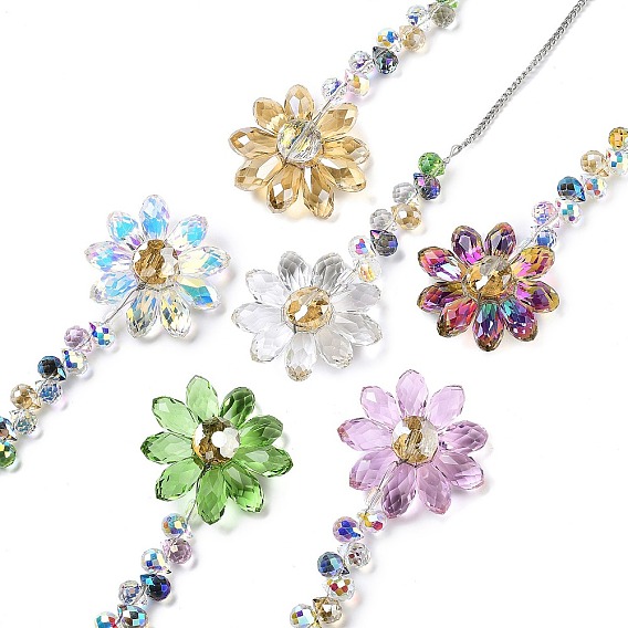 Стеклянные цветы подвесные ловцы солнца, создатель радуги, для украшения окон, патио, сада в помещении, случайный крючок