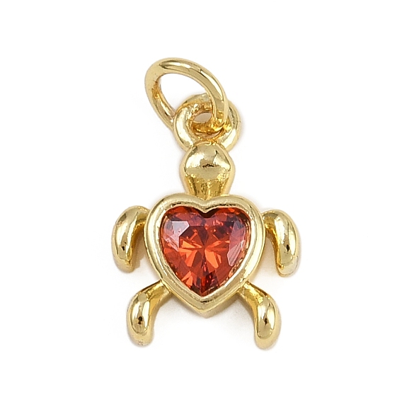 Латунные микро проложить кубического циркония прелести, форма сердца, черепаха, без кадмия и без свинца, долговечный, реальный 18 k позолоченный, с целью перехода в кольце
