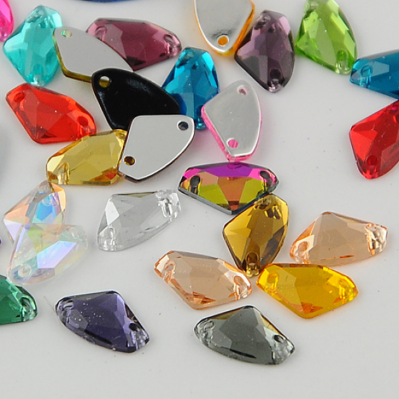 Шить на горный хрусталь, Тайвань акриловые горный хрусталь, два отверстия, аксессуары для одежды, граненый треугольник