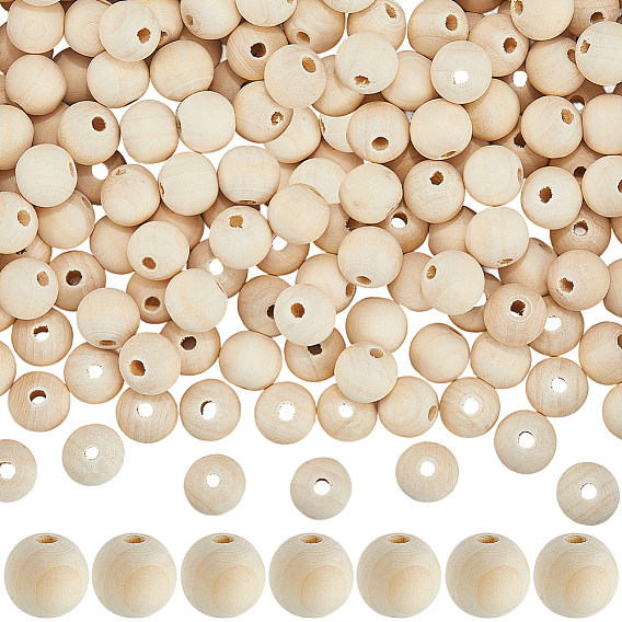 Натуральные незаконченные деревянные бусины, круглые деревянные бусины из бисера для изготовления поделок, бусины макраме