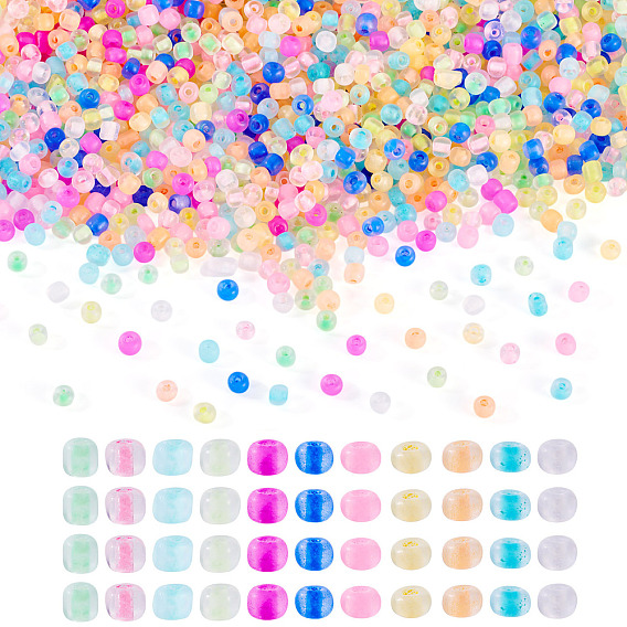 1200 piezas 12 colores 6/0 cuentas de semillas de vidrio luminoso, agujero redondo, colores interiores esmerilados, brillan en la oscuridad, Rondana plana