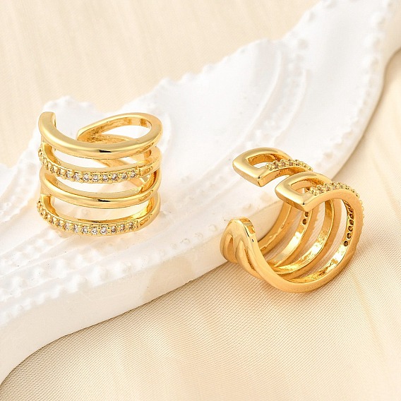 Латунные серьги-манжеты из прозрачного кубического циркония, многослойный с-образный