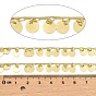 Rack Plating Brass Chains, with Flat Round Charms, Long-Lasting Plated, Soldered, with Spool