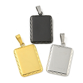 Ion Plating(IP) 304 Stainless Steel Pendants, Rectangle Charm