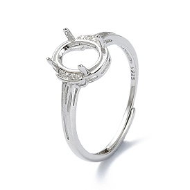 Ajustable 925 componentes del anillo de plata esterlina, con circonita, por medio perforó perlas