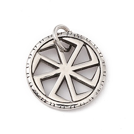 304 Stainless Steel Pendants, Wheel Charm, with Jump Ring