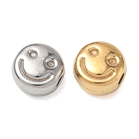 304 Stainless Steel Beads, Flat Round & Smiling Face