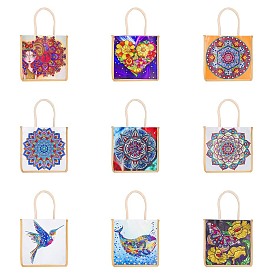 DIY Linen Handbag Diamond Painting Kits, Reusable Shopping Tote Craft