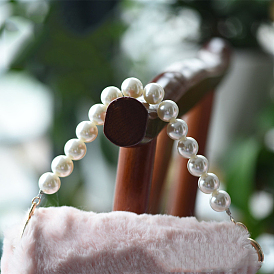 Anses de sac en plastique imitation perles nacrées, avec fermoir en métal, pour accessoires de remplacement de sangles de sac