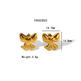 Элегантные 304 серьги-гвоздики с бантом из нержавеющей стали для женщин