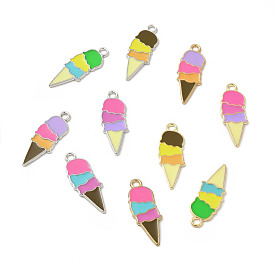 Summer Theme Alloy Enamel Pendants, Ice Cream Charms