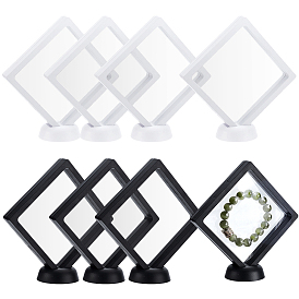 8 шт. 2 цветные квадратные прозрачные ПЭ тонкие пленочные подвесные коробки для демонстрации ювелирных изделий, 8 шт. 2 цвета пластикового корпуса