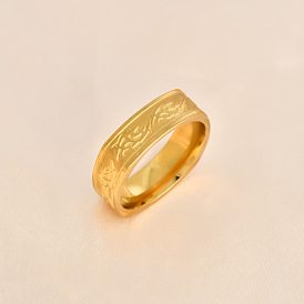 304 палец кольца из нержавеющей стали, узел/огненный узор, золотые