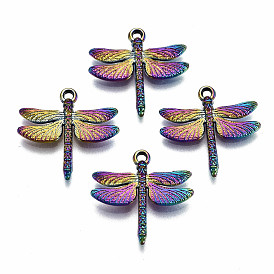 Rainbow Color Alloy Pendants, Cadmium Free & Lead Free, Dragonfly