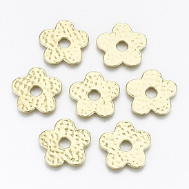 Placage à crémaillère perles d'espacement en alliage martelé, sans cadmium et sans nickel et sans plomb, fleur