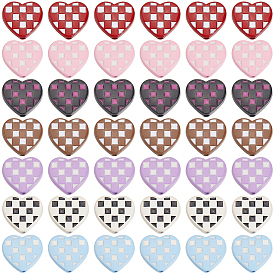 42 шт. 7 цвета, бусины из сплава краски для выпечки, сердце с рисунком тартана