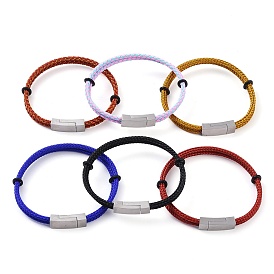 Stainless Steel Twist Rope Bangles, with 304 Stainless Steel Magnetic Clasps for Women Men, Mixed Color